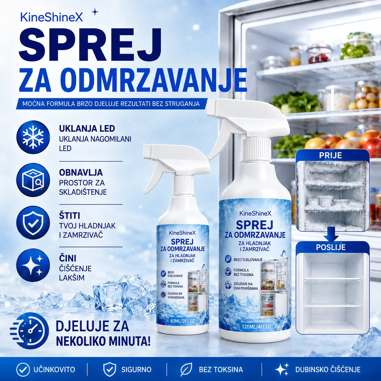 🔥【Kupite 1, dobijte 1 gratis】❄️ Novi sprej za odmrzavanje iz 2026. 🧡 Brzo uklanja led iz zamrzivača
