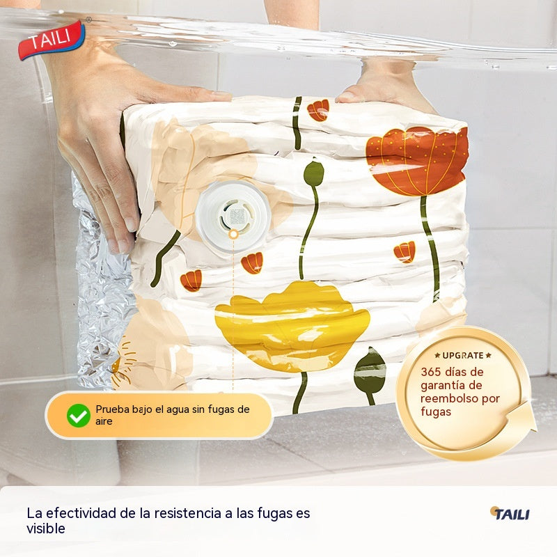 🧳【Juego de 5 piezas】💨 Bolsa de almacenamiento al vacío grande y compresible: no requiere bomba, es a prueba de fugas e ideal para ahorrar espacio en maletas y en casa ✈️
