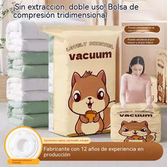 🧳【Juego de 5 piezas】💨 Bolsas de almacenamiento al vacío compresibles de gran capacidad: No se necesita bomba de aire, diseño a prueba de fugas, ideal para ahorrar espacio en tu maleta y en casa ✈️
