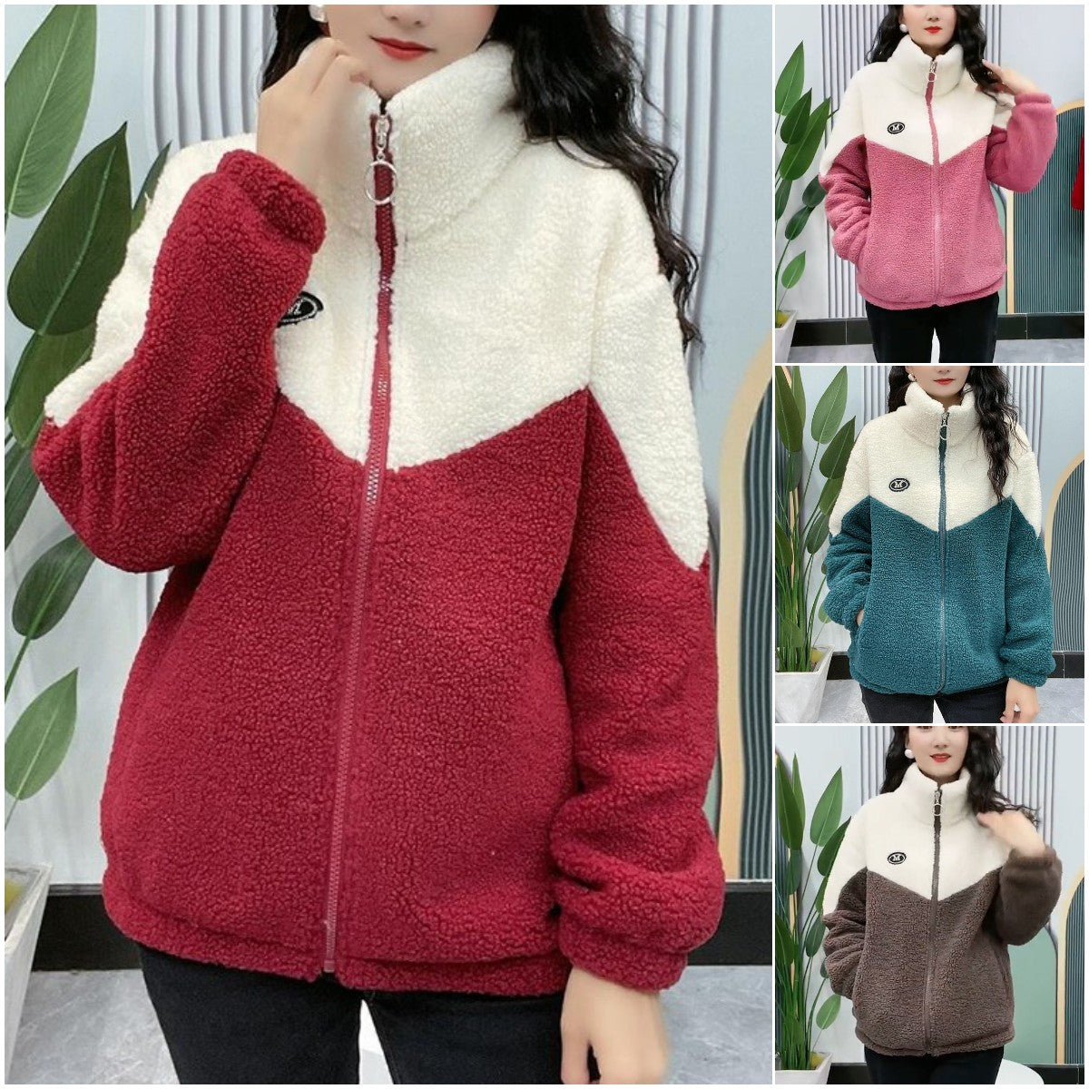 🔥🐏【M-4XL】Chaqueta de lana de invierno, chaqueta de algodón, chaqueta de algodón de lana de cordero gruesa, chaqueta cálida
