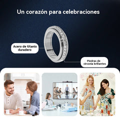 🔥Anillo giratorio Rotation Bar en acero de titanio con circonita