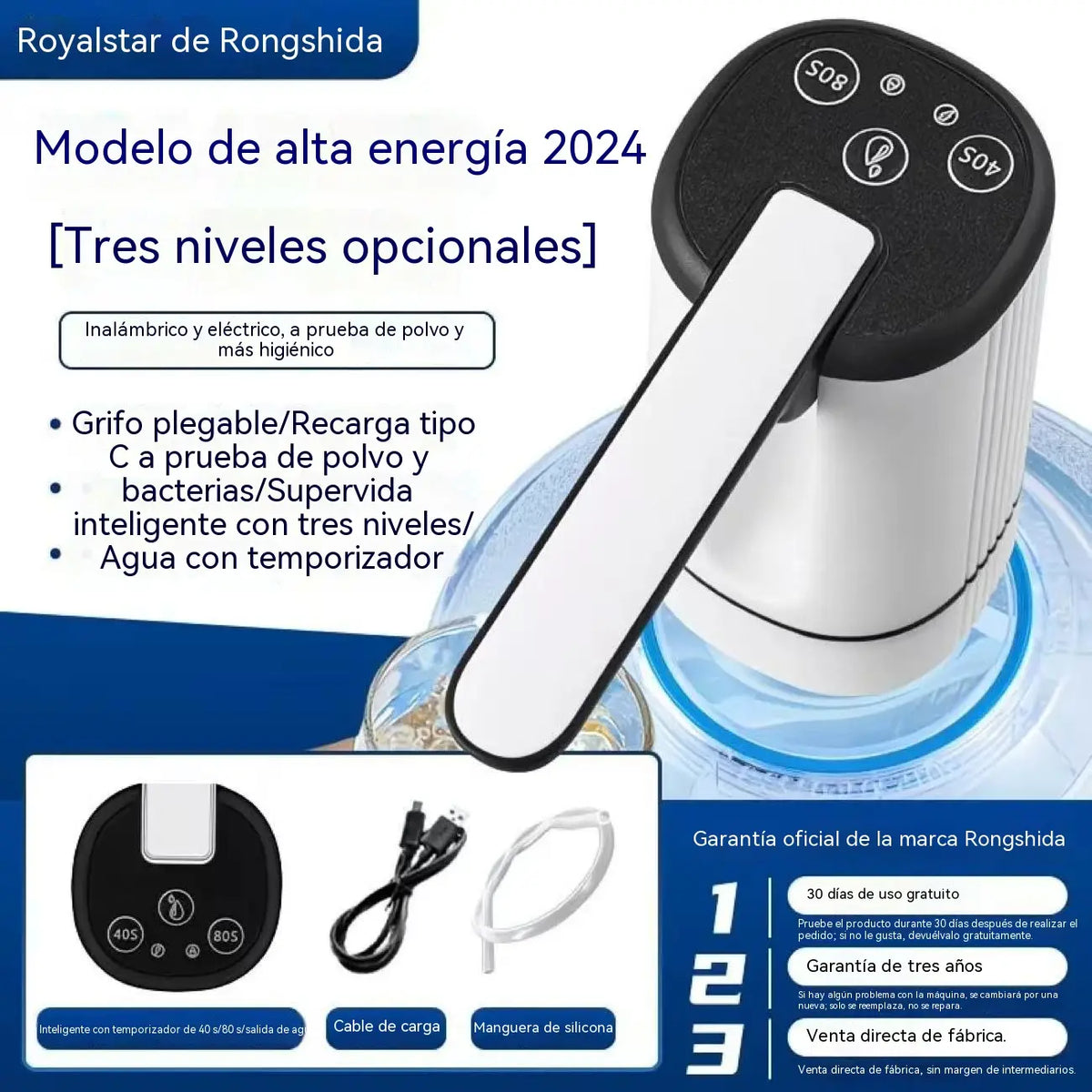 💧⚡Samosesalna električna črpalka za ustekleničeno vodo s 3 nastavljivimi časovniki.