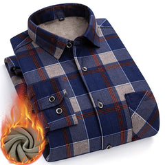 👔【L-5XL】La nueva camisa térmica de terciopelo de doble cara para hombre de otoño e invierno está de moda y es versátil.