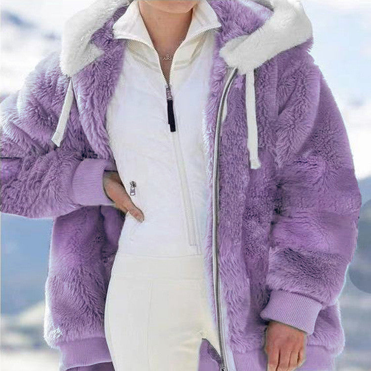 ☃️Descuento por tiempo limitado 39%❄️【S-5XL】Chaqueta de rayas contrastantes de felpa gruesa para mujer 2025