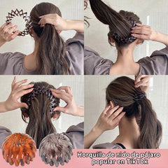 【7 piezas-Contiene 7 colores.】🎀 Nuevas pinzas para el cabello con forma de nido de pájaro: sujetan firmemente colas de caballo altas y moños elegantes, revitalizando instantáneamente tu apariencia.