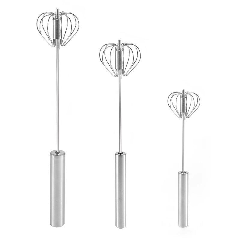 24€【 Conjunto de 3 piezas】Batidor de huevos semiautomático de acero inoxidable