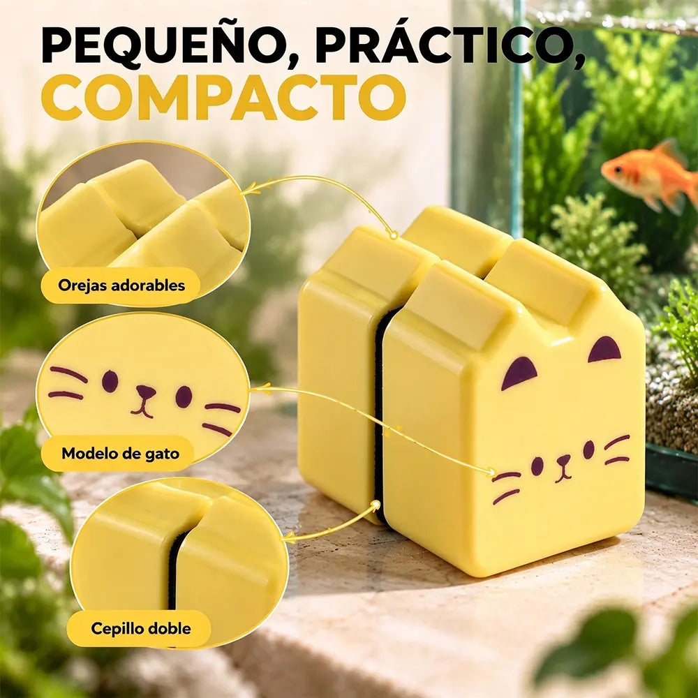 🧽【Compra uno, llévate otro gratis】🐠 Limpiador Magnético de Acuario de Doble Cara con Raspador de Algas, Limpia Cristales sin Mojarte las Manos, Imán Fuerte para Pecera y Acuario ✨