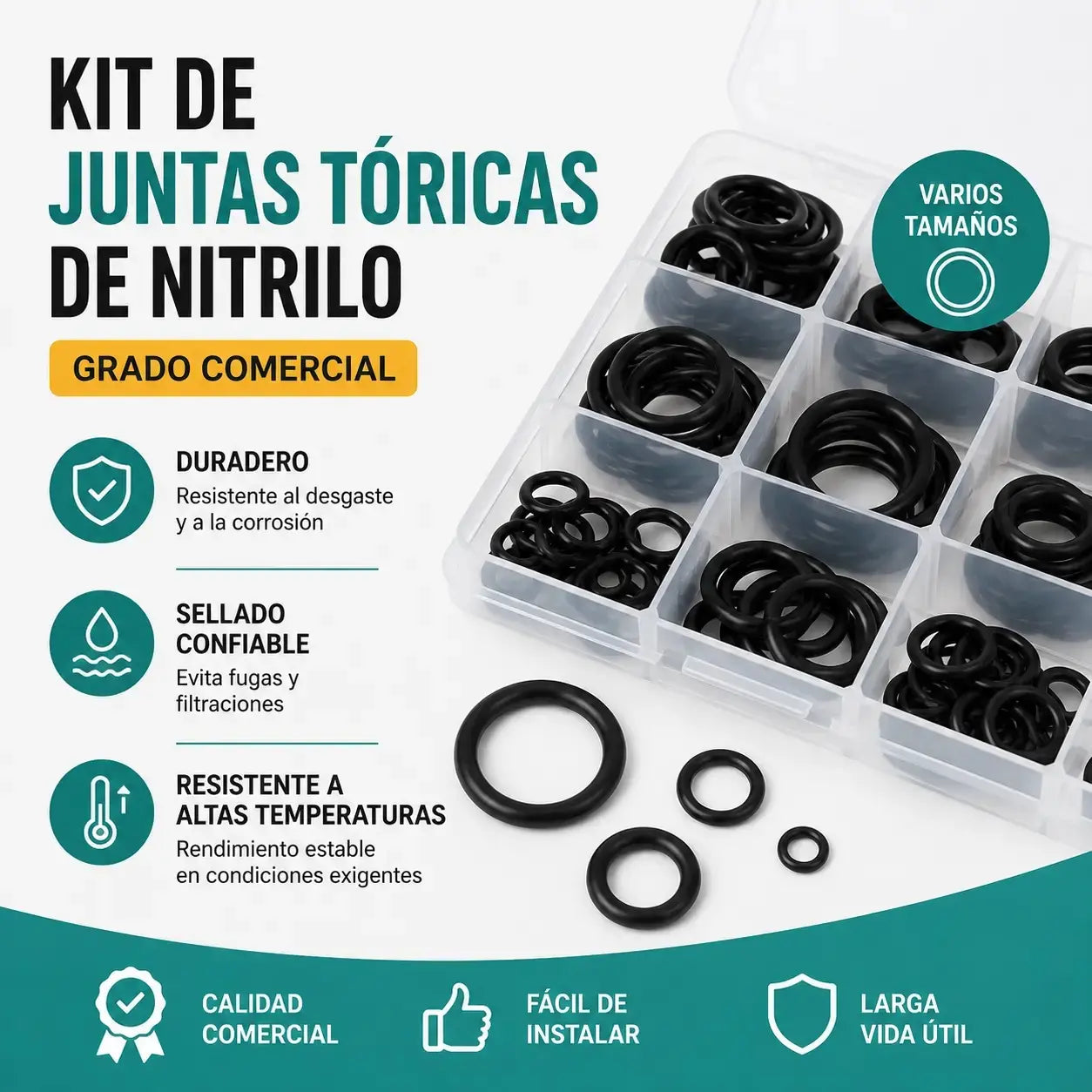 【375 piezas】Juego de 25 tipos de juntas tóricas: ideal para fontanería, automoción y reparaciones domésticas.