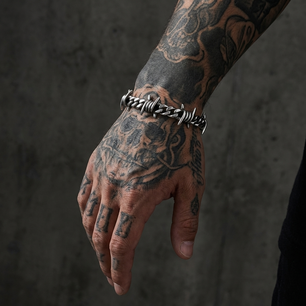 🔥【Compra 1 y llévate 1 gratis】🔥Pulsera cubana para hombre con diseño de espinas, estilo hip hop europeo y americano.