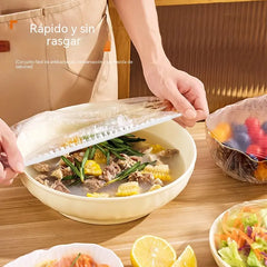 【3 paquetes con un total de 300 piezas.】🔥 Tapas elásticas desechables para platos y cuencos