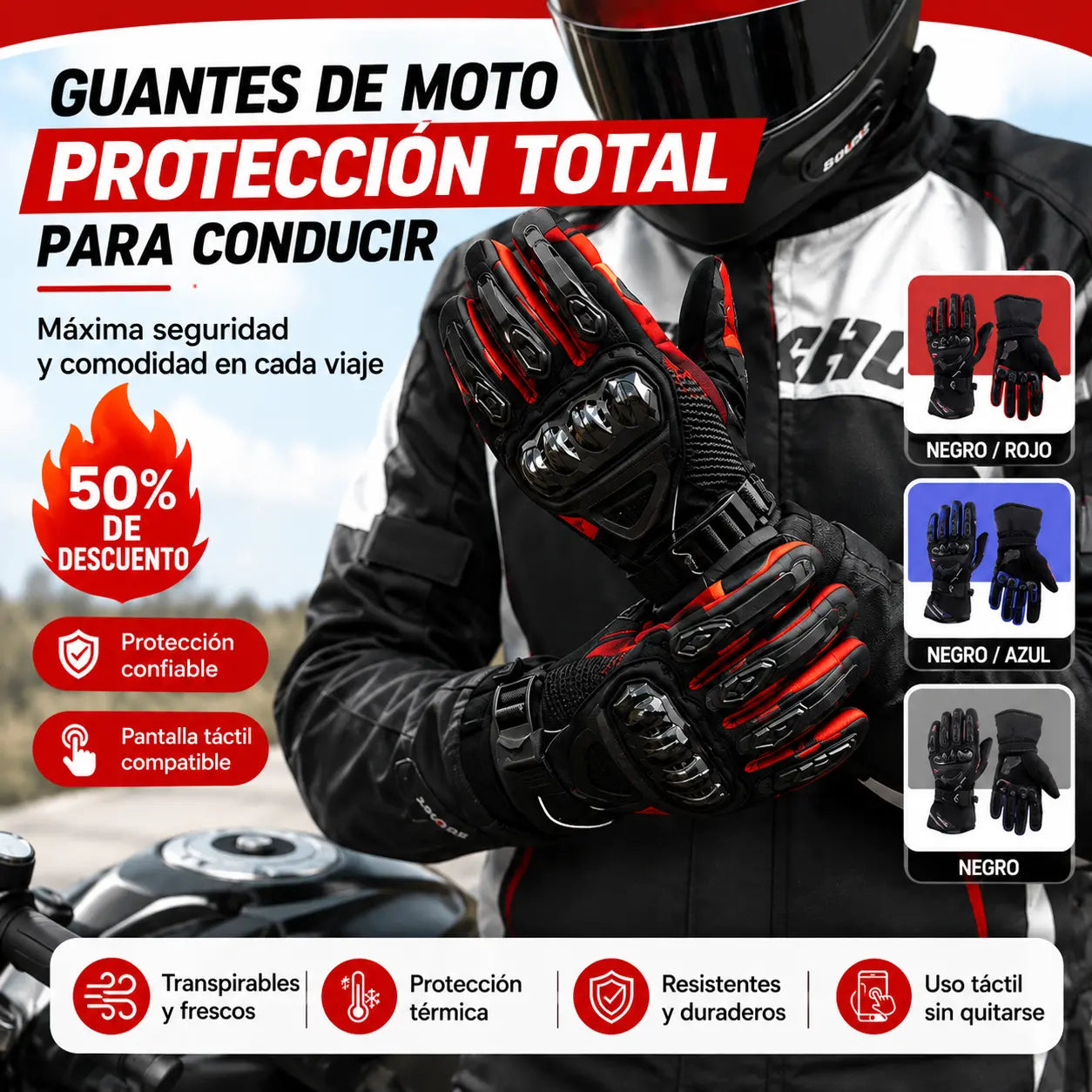 🔥🧤Agarre térmico | Guantes de moto aislados