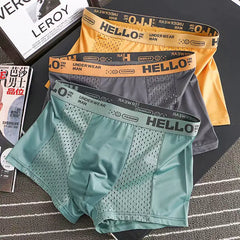 🔥【40-90 kg】🔥【Paquete de 4】Calzoncillos bóxer de malla transpirable de seda helada para hombre