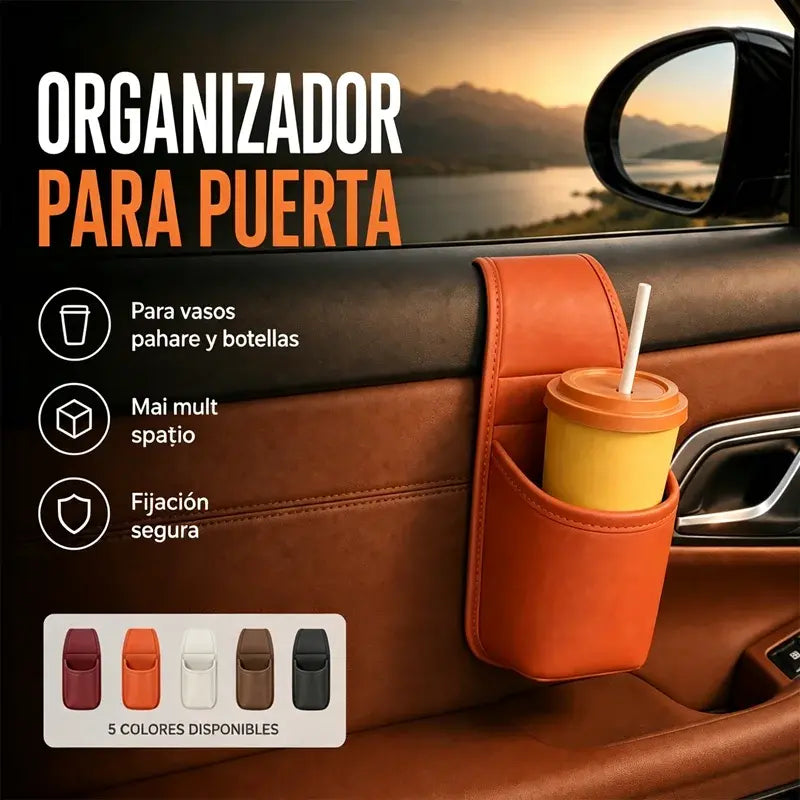 【2 unidades a 25 euros】🚗 Organizador de puerta para coche – Bolsillo de almacenamiento con soporte para vasos, colgante en la ranura de la ventanilla 🧺💧