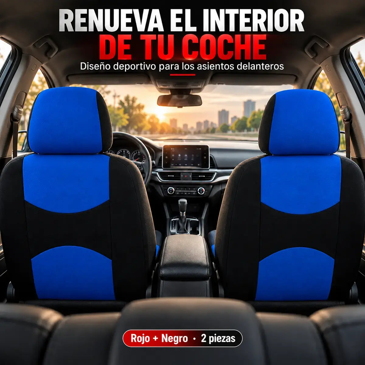 🚗【1 juego 25 euros】✨ Fundas de Asientos Universales para Coche (Incluye Fundas y Reposacabezas) | Tela de Punto Elástica, Suave y Transpirable | Lavable, Fácil de Instalar y Varios Colores 🪑