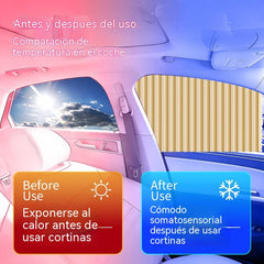 🔥【Juego de 4 piezas】 Parasol para ventanilla de coche con riel deslizante y función de aislamiento térmico.