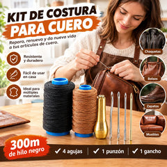 ✨¡50% DE DESCUENTO AHORA!✨ Juego de 5 piezas de lezna para coser cuero con hilo encerado: herramientas de costura manual para marroquinería.