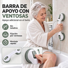 🧼💪 Asa de Seguridad con Ventosa para Baño | Barra de Apoyo Antideslizante sin Taladrar | Ideal para Ancianos, Niños y Personas con Movilidad Reducida 🛁