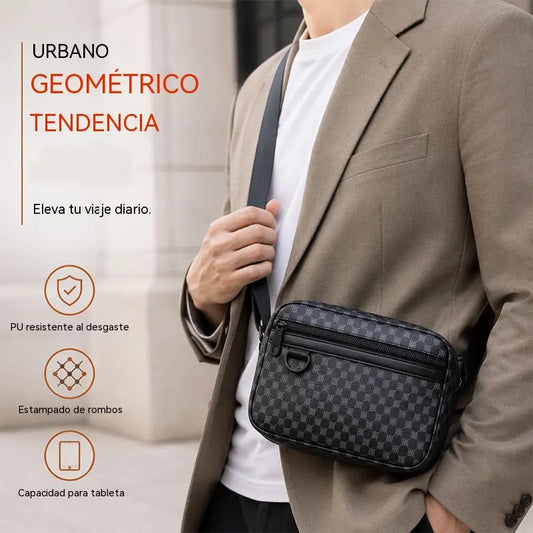 Bolso bandolera cuadrado de piel sintética para hombre
