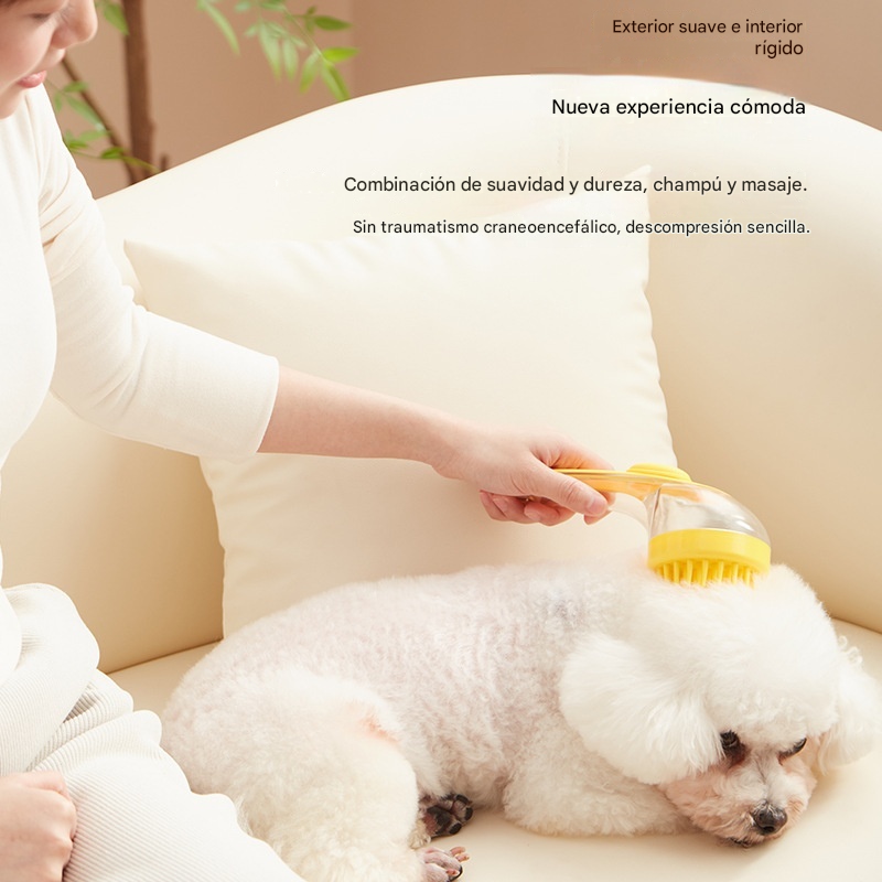 【2 piezas】📢📢¡50% de descuento! ⏰Cepillo de baño para mascotas con mango largo y dispensador de champú