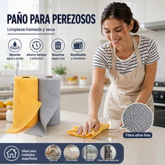 ✨（2 rollos 40 hojas-25 x 25 cm）🧼Rollos de toallas de limpieza reutilizables que se pueden arrancar uno a uno.