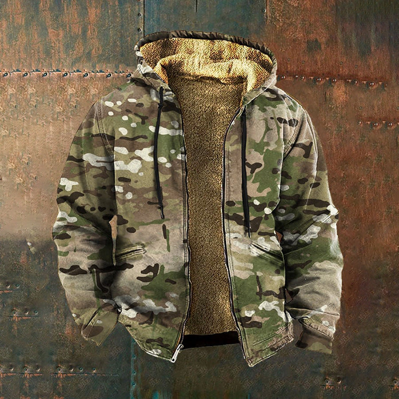 👨‍💻🧥✨【S-5XL】🔥Nueva chaqueta retro de hombre con cremallera y estampado digital 3D.