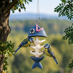 🐟🐦Comedero colgante creativo con forma de esqueleto de pez