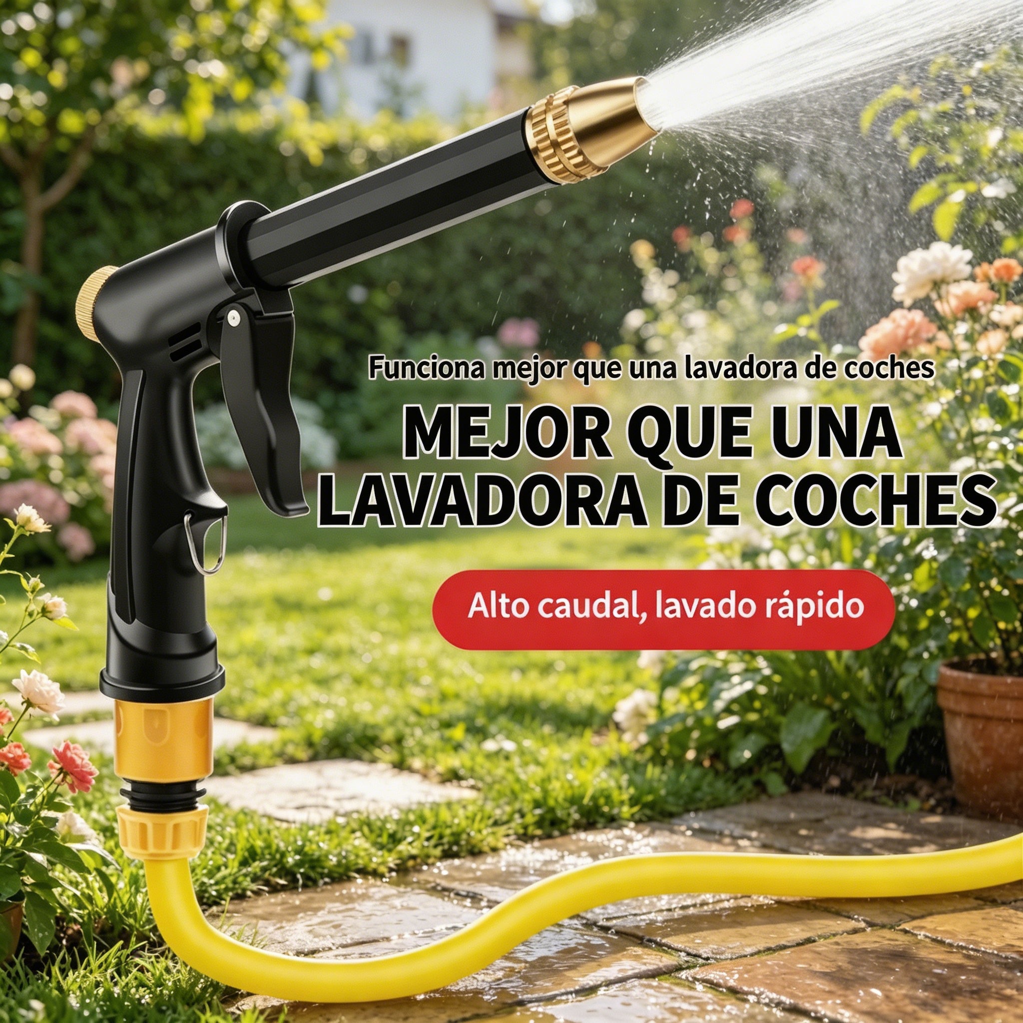 🚿【Juego de 2 piezas】💧 Pistola de agua a alta presión: lavado de autos, jardín, 10 veces más presión, multimodo ⚡