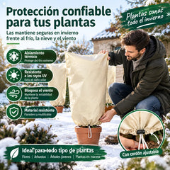 🧊【Juego de 3 piezas】🌱 Funda Antiescarcha para Plantas 60×80 cm – Tejido No Tejido con Cierre de Cremallera y Cordón Ajustable, Protege tus Cultivos del Frío 🔒