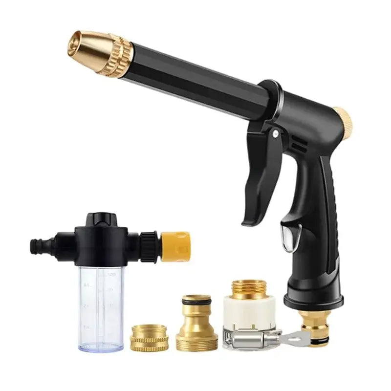 💦 Pistola de lavado a alta presión con boquilla de cobre 360° – Dos modos de chorro, mango largo, ideal para coche y hogar 🚗🔧