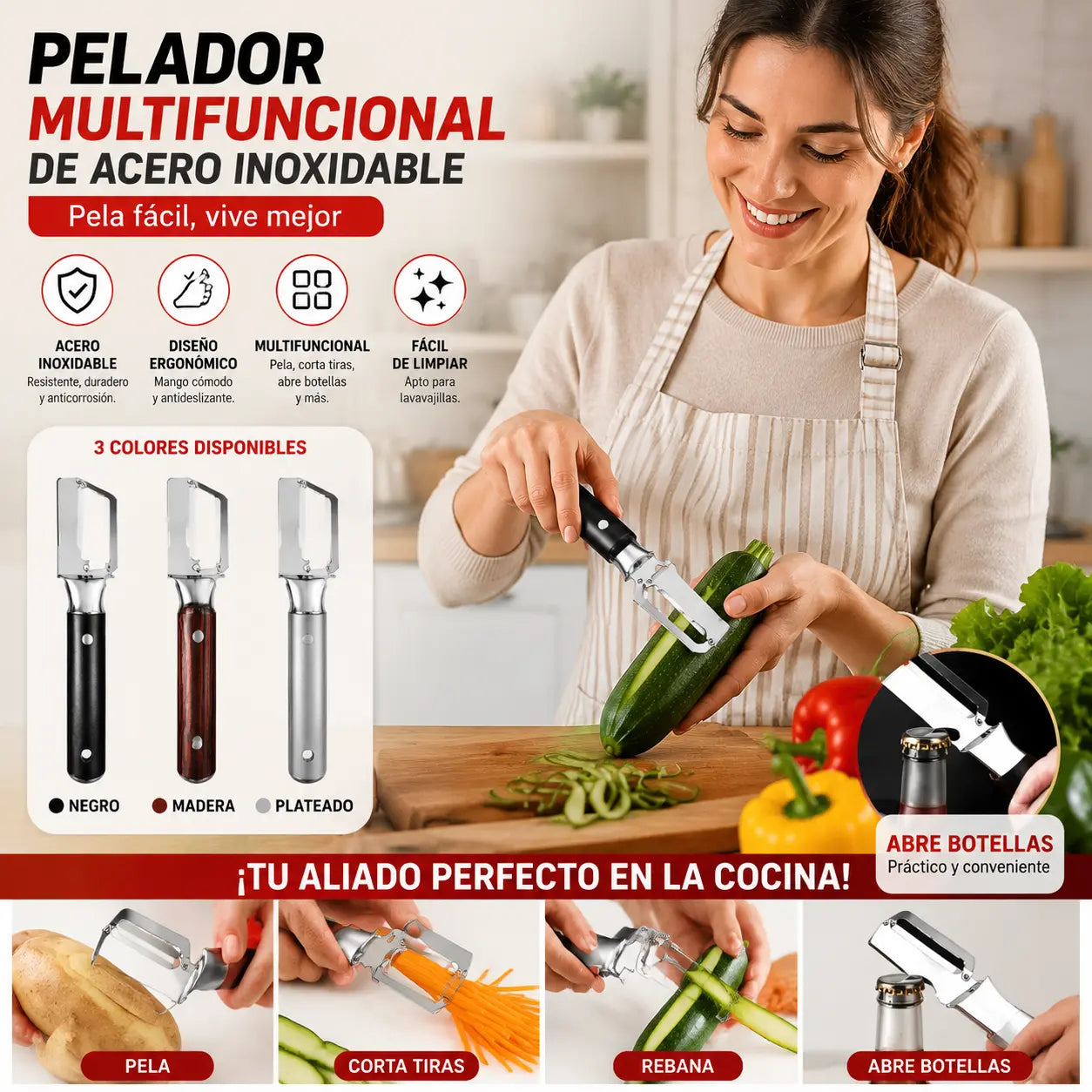 【Compra 1, llévate 1 gratis】Pelador multifuncional de acero inoxidable