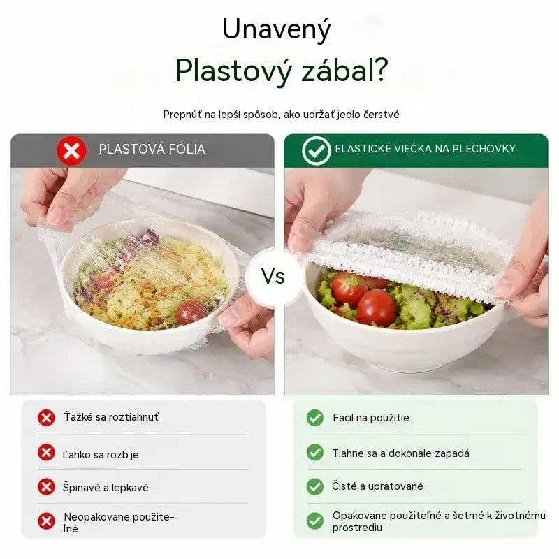 ⏳50% zľava🔥【3 balenia - 300 kusov】🎉Čím viac nakúpite, tým viac ušetríte🎁Jednorazové elastické obaly na jedlo, vhodné na misky a taniere