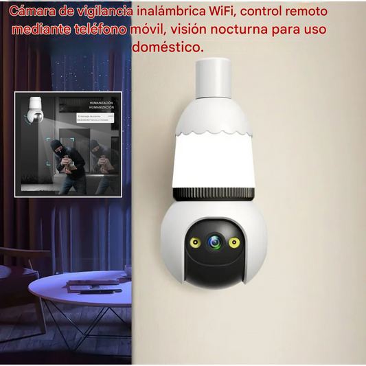 🔥Cámara de seguridad tipo bombilla de 2 MP con función de visión nocturna.