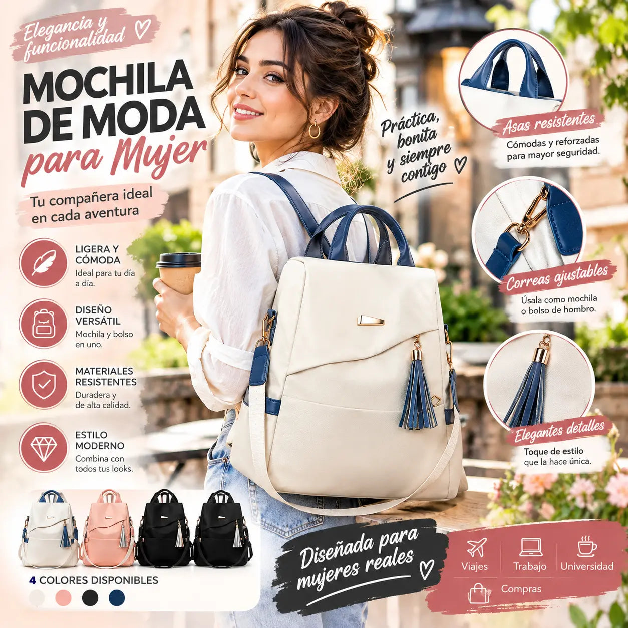 👜La nueva mochila de viaje de piel suave, con diseño moderno y gran capacidad, para dos usos.