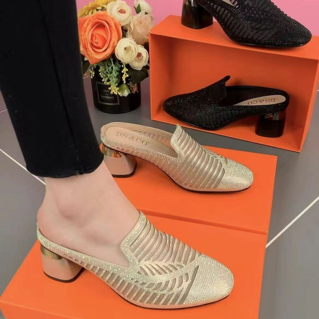 【tamaño：35-40】Nuevas zapatillas informales de tacón alto de malla