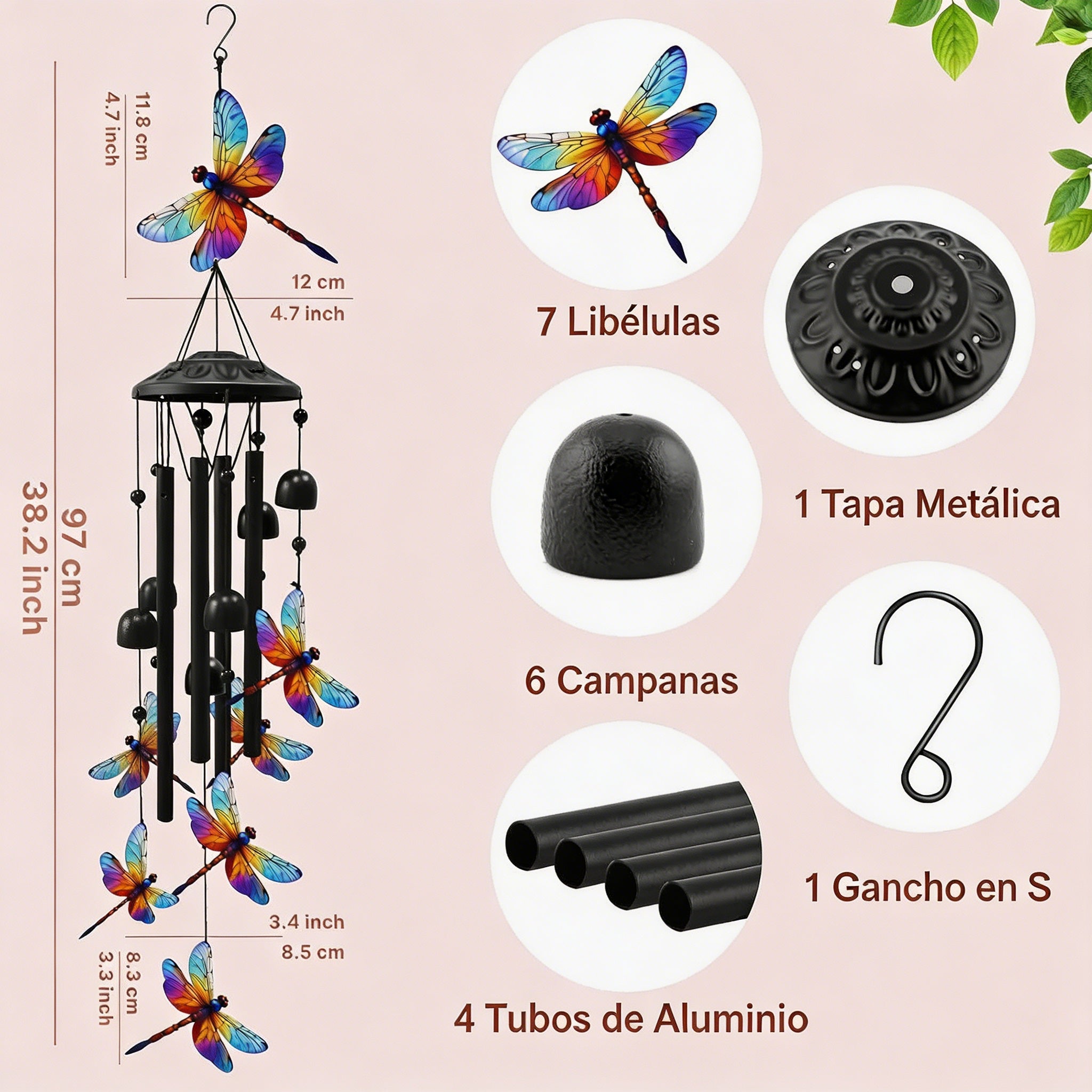 🕊️🔔 ¡OFERTA FLASH 50%! Carillón de Viento Vintage de Metal para Jardín – Aluminio Anodizado, Sonido Apacible, Resistente a la Intemperie, Ideal para Terraza y Balcón 🌿