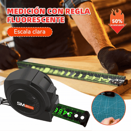 📏🔥【5M+10M】 de alta precisión engrosada resistente al desgaste y resistente a las caídas cinta métrica fluorescente negro.