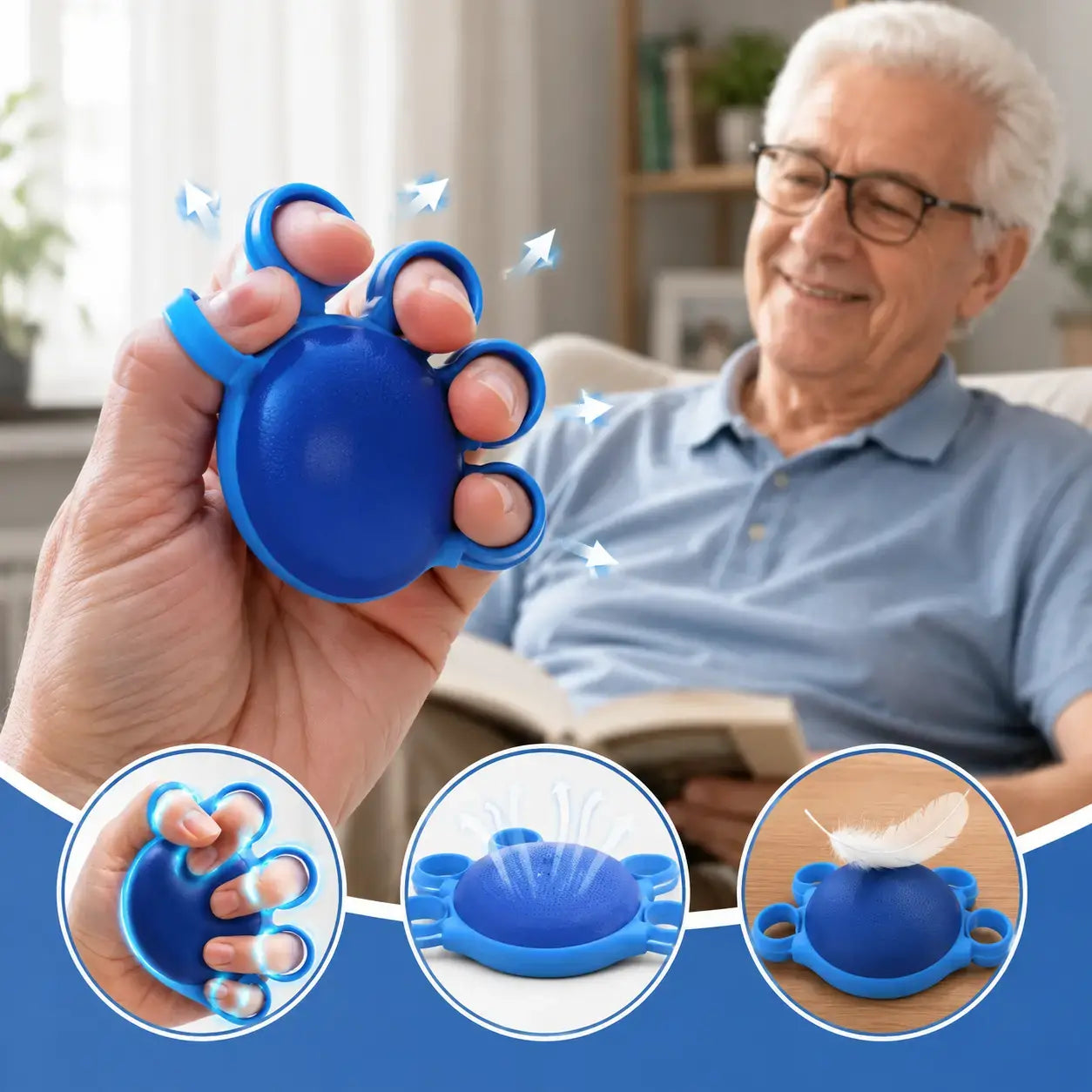 【📢50% de descuento】Pelota de entrenamiento para la rehabilitación de la fuerza de agarre, para personas mayores o supervivientes de un ictus, con aro fijo.