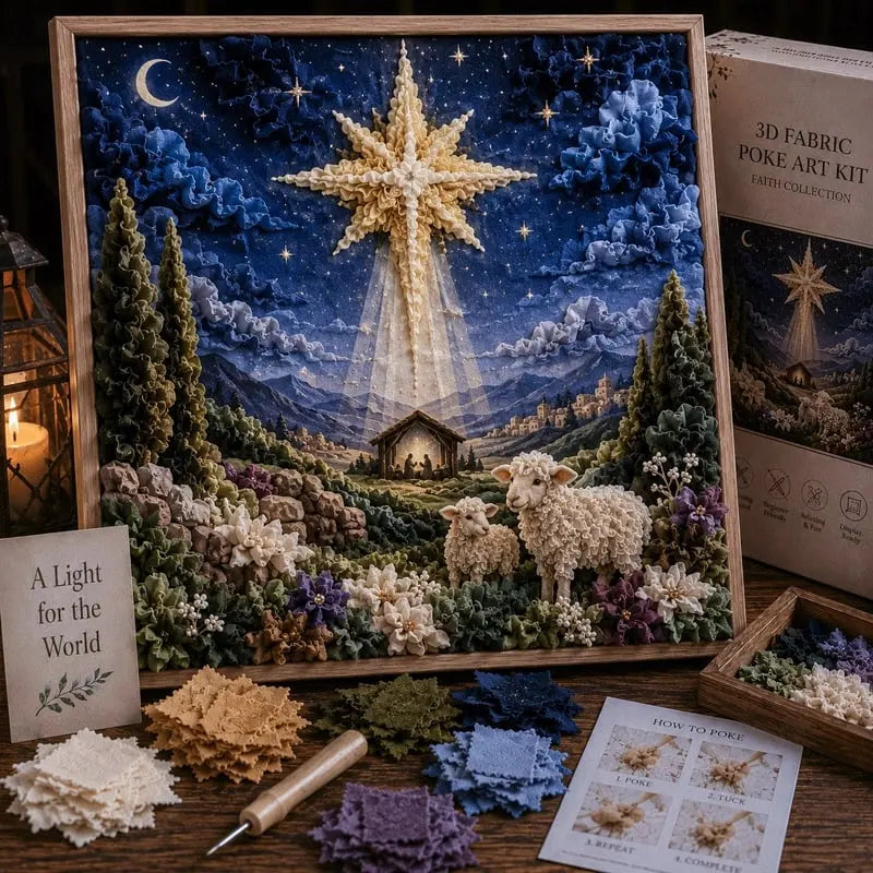 ✝️ Kit de Punch Needle 3D Cristiano – Bordado en Tela con Motivos de Fe, Manualidad Creativa Fácil para Adultos y Niños, Decora tu Hogar con Arte Textil 🧵🖼️✨