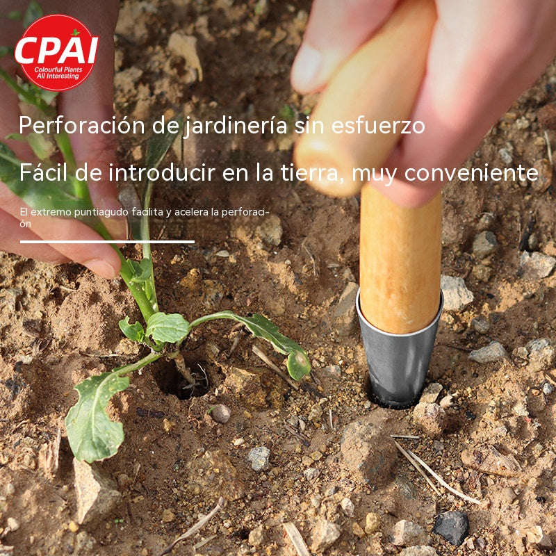 【Compra 1 y llévate 1 gratis】Perforadora con mango de acero inoxidable para sembrar y trasplantar plántulas.