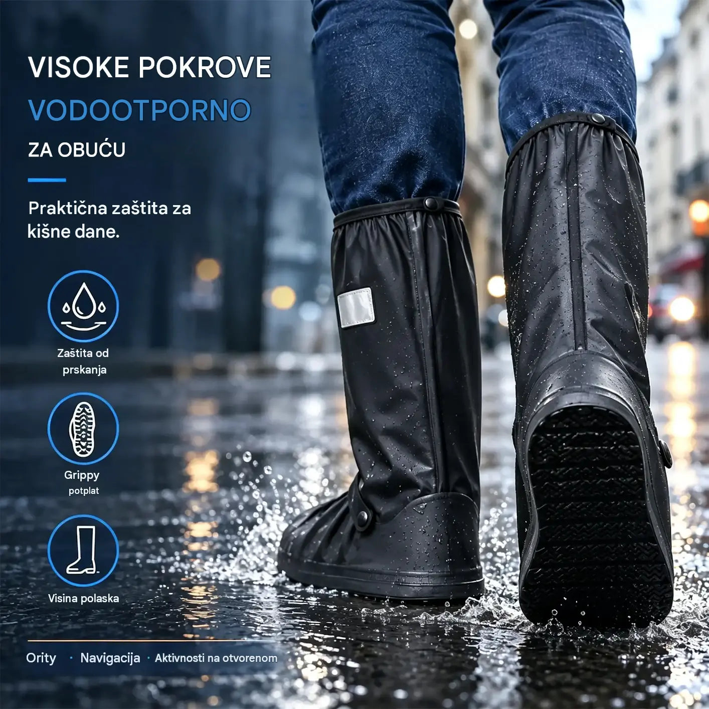 【1 par 23€】Spriječite smočenje tenisica! Izdržljive vodootporne navlake za obuću: neklizajuće i sklopive – lako ih nosite u torbi