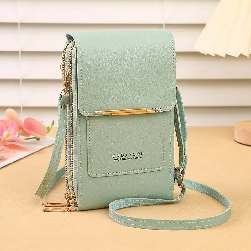 📢 ¡50% de descuento! 👜 Bolso bandolera pequeño de piel auténtica para mujer, compatible con dispositivos con pantalla táctil.
