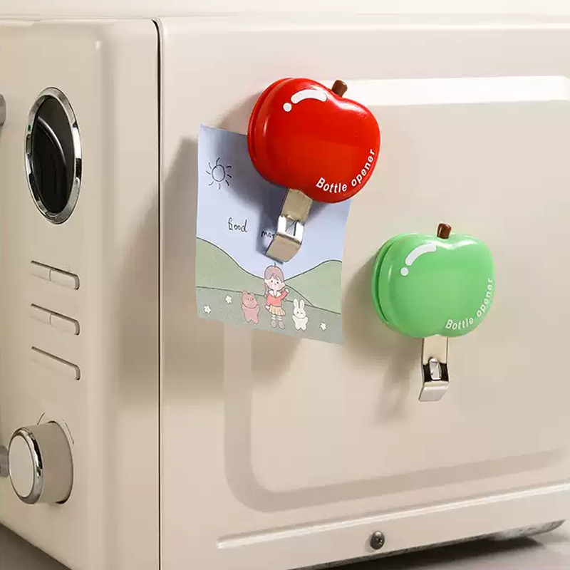 🍎（2 piezas）🍾 Abrebotellas magnético multifuncional con forma de manzana