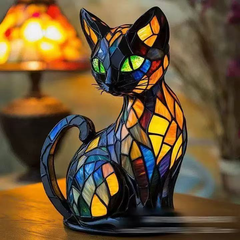 🐱🐶Adornos de resina, luz nocturna LED, arte, estatua de animal, decoración creativa para oficina, hogar, interruptor con puerto USB