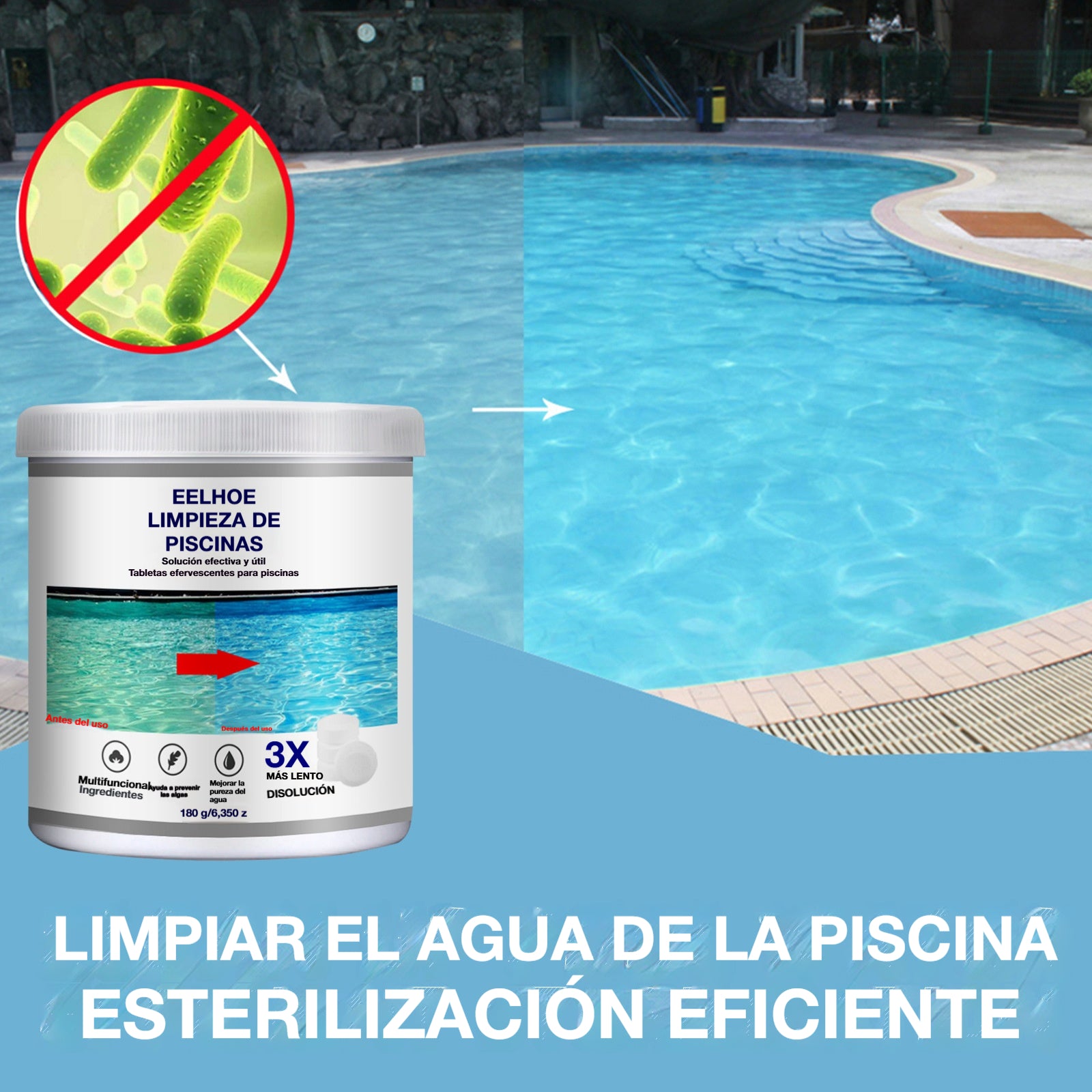 🔥Compre 1 y obtenga 1 gratis（2 botella）Pastillas efervescentes para la limpieza de piscinas