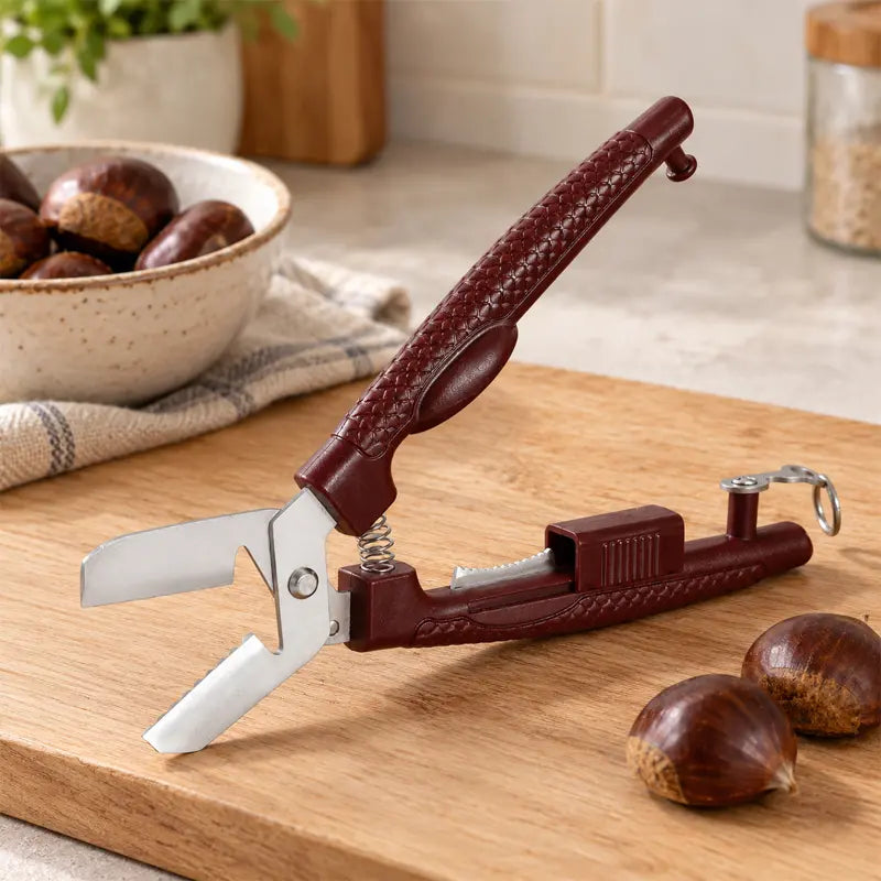 🌰 Herramienta multifunción para abrir y pelar castañas ✂️ | Corte en cruz rápido · Cuchilla dentada · Ranura antideslizante · Seguro y fácil de usar 🛡️