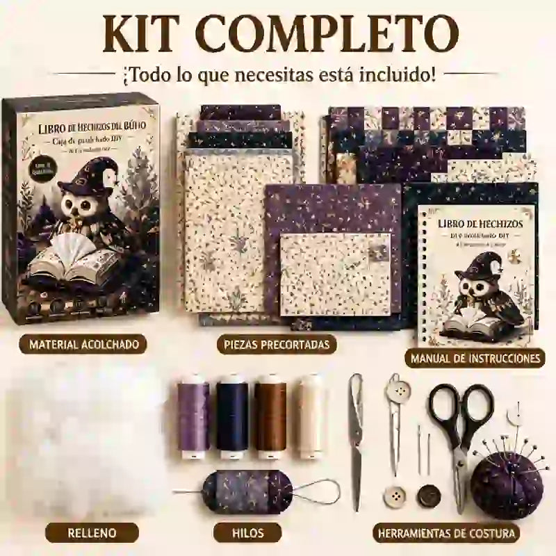 🦉🧵 Kit de Costura DIY – Caja de Pañuelos Acolchada con Diseño de Búho 🧻✨