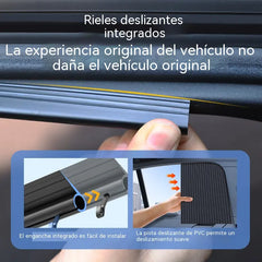 【Juego de 4 piezas】Cortina parasol con riel deslizante para ventana de coche y aislamiento térmico