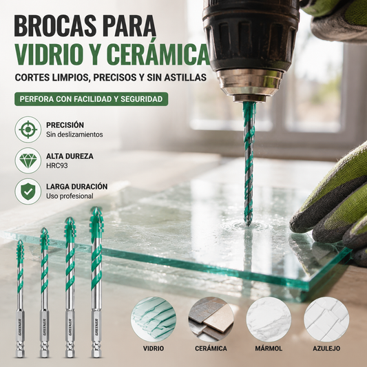 🔩（4 piezas）✨Broca de 4 Filos Multimaterial – Perforación Rápida y Precisa en Acero, Vidrio y Cerámica 💪✨