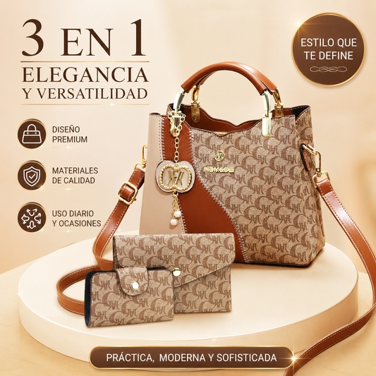 👜 ¡50% de descuento por tiempo limitado! ✨ Set de 3 piezas de bolso tipo cubo estampado [bolso cruzado + cartera + tarjetero], espacioso, estilo retro 🌼