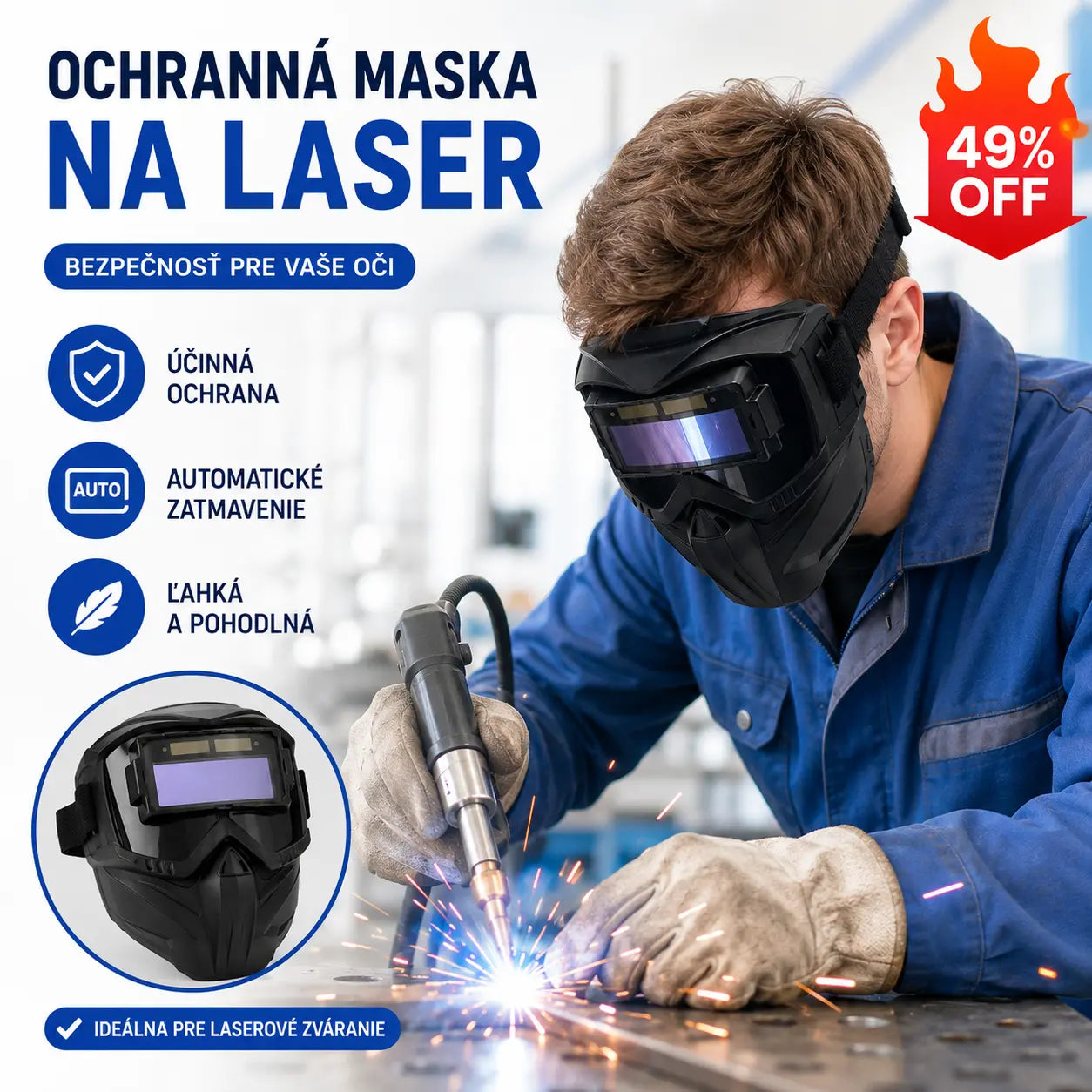 🔥⚡Automaticky zatemňovacia zváračská kukla pre bezpečnosť očí